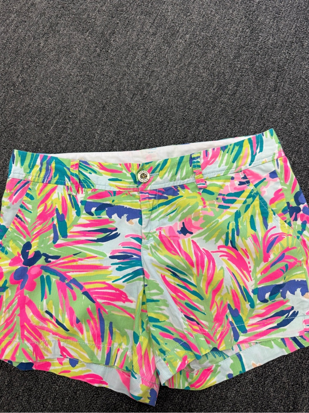 Lilly Pulitzer Pink, Green & Blue Tropical Palm-Print Shorts